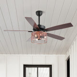 Sofia 52"  Farmhouse Industrial Iron/Wood Mobile-App/Remote-Controlled LED Ceiling Fan