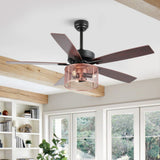 Sofia 52"  Farmhouse Industrial Iron/Wood Mobile-App/Remote-Controlled LED Ceiling Fan