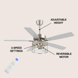 Sofia 52"  Farmhouse Industrial Iron/Wood Mobile-App/Remote-Controlled LED Ceiling Fan