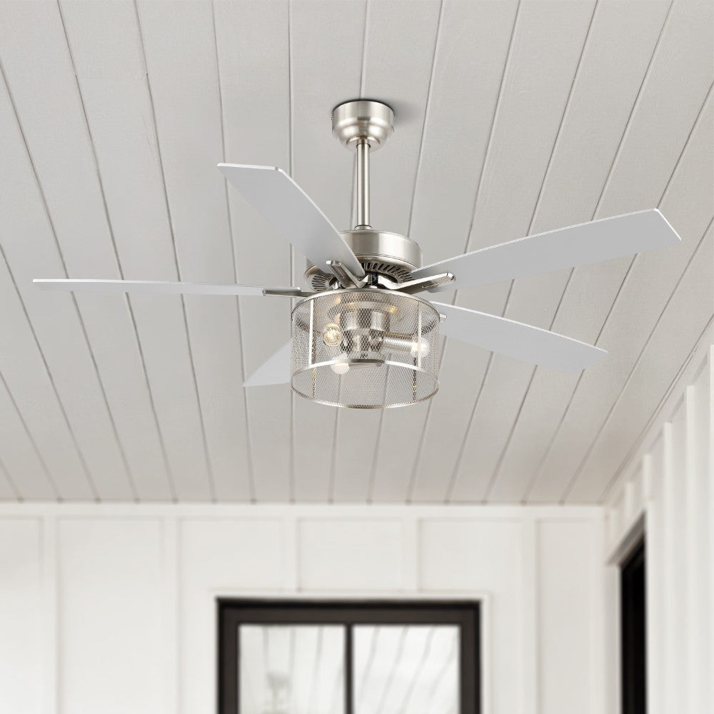 Sofia 52"  Farmhouse Industrial Iron/Wood Mobile-App/Remote-Controlled LED Ceiling Fan