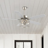 Sofia 52"  Farmhouse Industrial Iron/Wood Mobile-App/Remote-Controlled LED Ceiling Fan