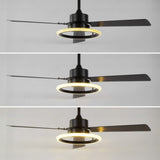 Etokfoks 52" Modern Industrial Iron/Acrylic/Wood Remote-Controlled 6-Speed Integrated LED Ceiling Fan