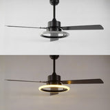 Etokfoks 52" Modern Industrial Iron/Acrylic/Wood Remote-Controlled 6-Speed Integrated LED Ceiling Fan