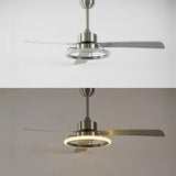 Etokfoks 52" Modern Industrial Iron/Acrylic/Wood Remote-Controlled 6-Speed Integrated LED Ceiling Fan