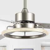 Etokfoks 52" Modern Industrial Iron/Acrylic/Wood Remote-Controlled 6-Speed Integrated LED Ceiling Fan