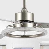 Etokfoks 52" Modern Industrial Iron/Acrylic/Wood Remote-Controlled 6-Speed Integrated LED Ceiling Fan