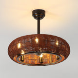 Cassidy 23" 6-Light Modern Bohemian 6-Speed Metal/Rattan Mobile-App/Remote-Controlled Height-Adjustable Lantern LED Ceiling Fan