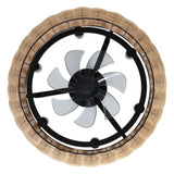 Cassidy 23" 6-Light Modern Bohemian 6-Speed Metal/Rattan Mobile-App/Remote-Controlled Height-Adjustable Lantern LED Ceiling Fan