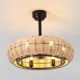 Cassidy 23" 6-Light Modern Bohemian 6-Speed Metal/Rattan Mobile-App/Remote-Controlled Height-Adjustable Lantern LED Ceiling Fan