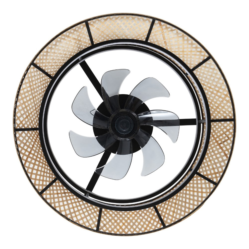 Cressida 23.75" Traditional Bohemian 6-Speed Metal/Bamboo Mobile-App/Remote-Controlled Height-Adjustable Dimmable Caged Integrated LED Ceiling Fan