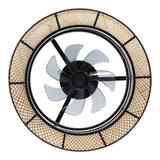 Cressida 23.75" Traditional Bohemian 6-Speed Metal/Bamboo Mobile-App/Remote-Controlled Height-Adjustable Dimmable Caged Integrated LED Ceiling Fan