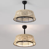 Cressida 23.75" Traditional Bohemian 6-Speed Metal/Bamboo Mobile-App/Remote-Controlled Height-Adjustable Dimmable Caged Integrated LED Ceiling Fan