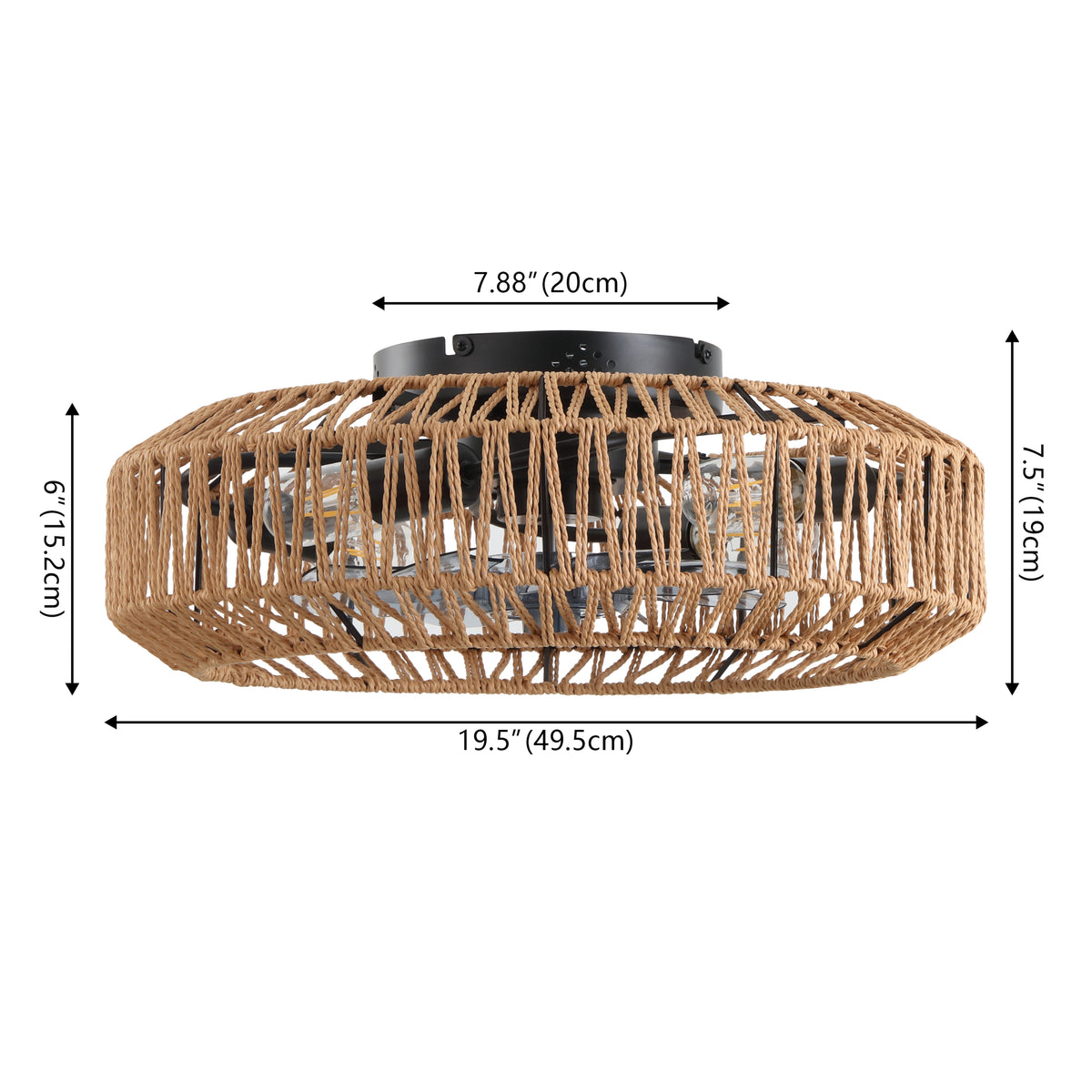 Rowan 19.5" 4-Light Modern Bohemian 6-Speed Metal/Rattan Mobile-App/Remote-Controlled Lantern LED Ceiling Fan