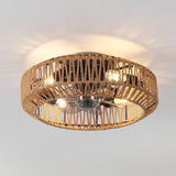 Rowan 19.5" 4-Light Modern Bohemian 6-Speed Metal/Rattan Mobile-App/Remote-Controlled Lantern LED Ceiling Fan