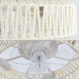 Rowan 19.5" 4-Light Modern Bohemian 6-Speed Metal/Rattan Mobile-App/Remote-Controlled Lantern LED Ceiling Fan