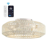 Rowan 19.5" 4-Light Modern Bohemian 6-Speed Metal/Rattan Mobile-App/Remote-Controlled Lantern LED Ceiling Fan