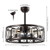 Celeste 21.6" 6-Light Industrial Farmhouse 6-Speed Metal Mobile-App/Remote-Controlled Caged LED Ceiling Fan