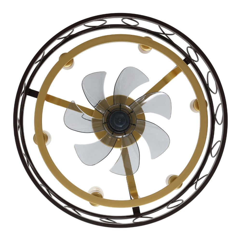 Celeste 21.6" 6-Light Industrial Farmhouse 6-Speed Metal Mobile-App/Remote-Controlled Caged LED Ceiling Fan