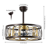 Celeste 21.6" 6-Light Industrial Farmhouse 6-Speed Metal Mobile-App/Remote-Controlled Caged LED Ceiling Fan