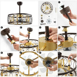 Celeste 21.6" 6-Light Industrial Farmhouse 6-Speed Metal Mobile-App/Remote-Controlled Caged LED Ceiling Fan