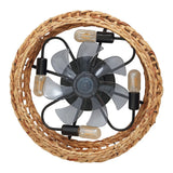 Archer 20.25" 4-Light Coastal Bohemian 6-Speed Metal/Seagrass Mobile-App/Remote-Controlled Lantern LED Ceiling Fan