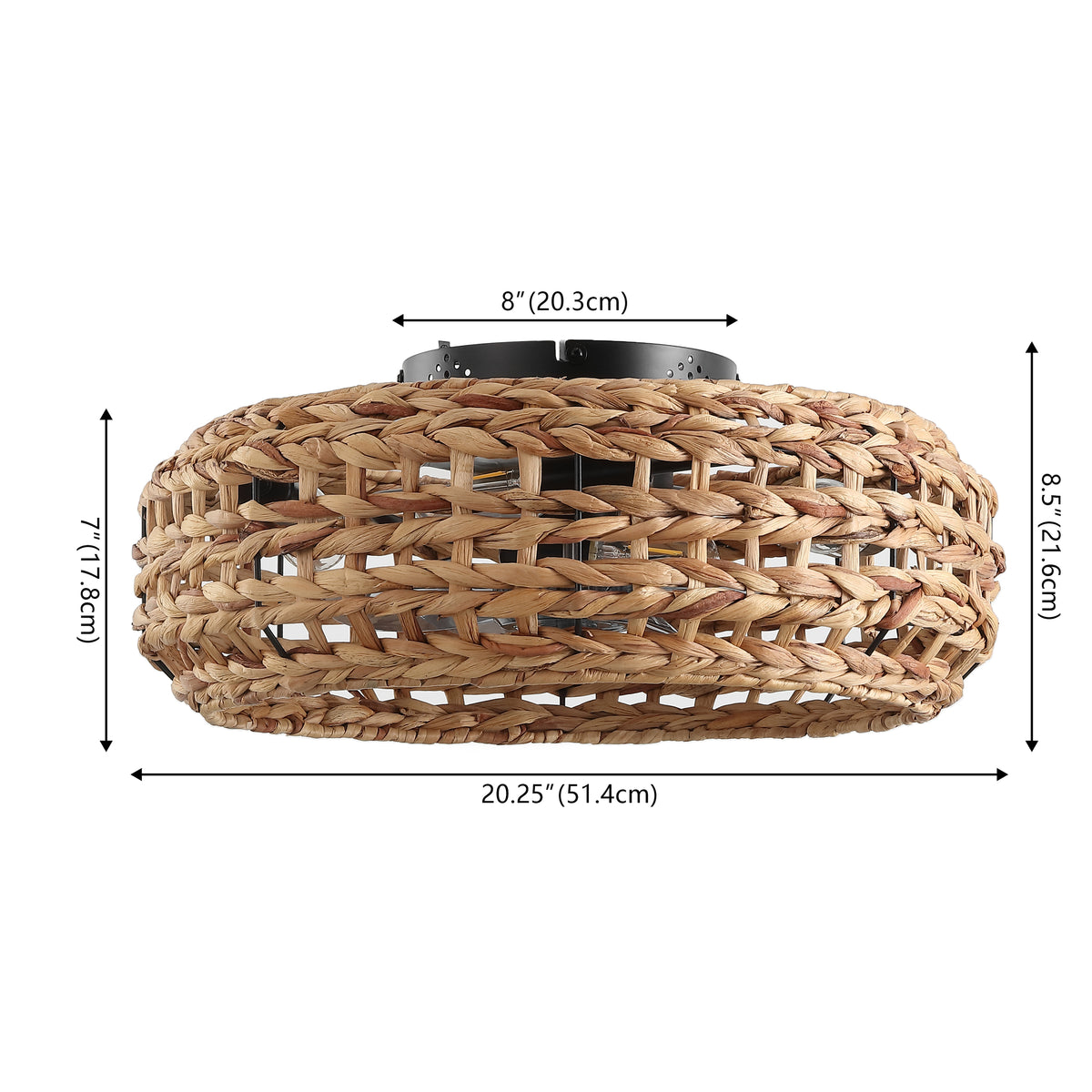 Archer 20.25" 4-Light Coastal Bohemian 6-Speed Metal/Seagrass Mobile-App/Remote-Controlled Lantern LED Ceiling Fan