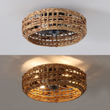 Archer 20.25" 4-Light Coastal Bohemian 6-Speed Metal/Seagrass Mobile-App/Remote-Controlled Lantern LED Ceiling Fan