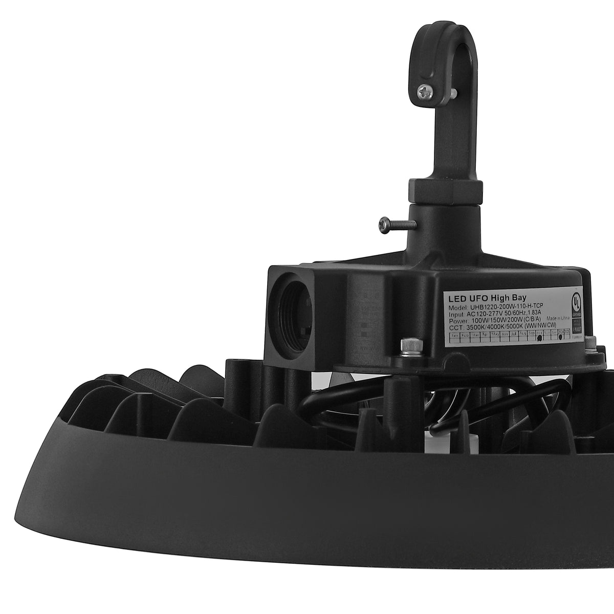 Nambra 12 in. 200-Watt Integrated LED High Bay Indoor/Outdoor UFO Light with 26000 Lumens 5000K, Black