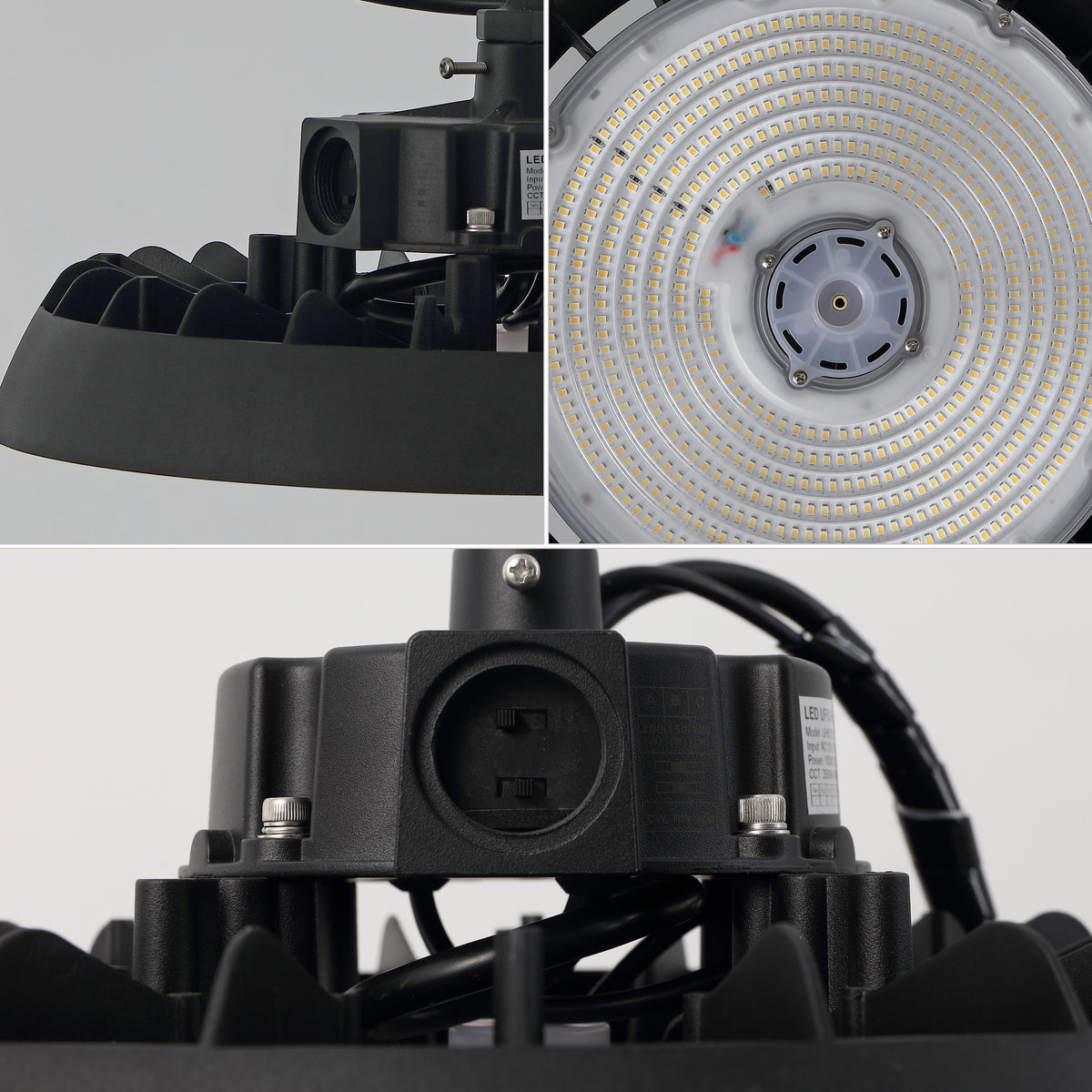 Nambra 12 in. 200-Watt Integrated LED High Bay Indoor/Outdoor UFO Light with 26000 Lumens 5000K, Black