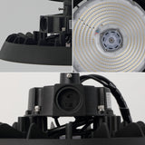 Nambra 12 in. 200-Watt Integrated LED High Bay Indoor/Outdoor UFO Light with 26000 Lumens 5000K, Black
