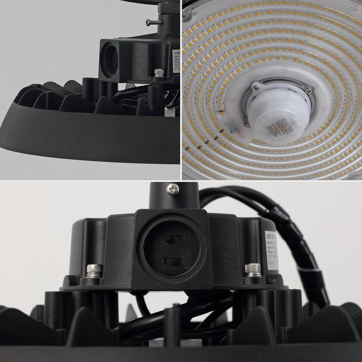 Buwal 12 in. 200-Watt Integrated LED Motion Sensor High Bay Indoor/Outdoor UFO Light with 26000 Lumens 5000K, Black