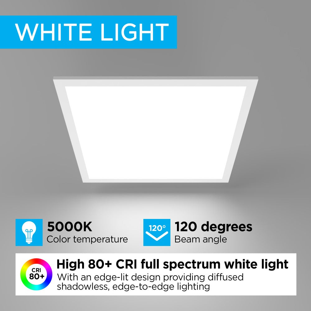 Shlate 2 ft. X 2 ft. 40-Watt Dimmable Integrated LED Flush Mount Light with 4400 Lumens 5000K, White (Set of 2) Set 2