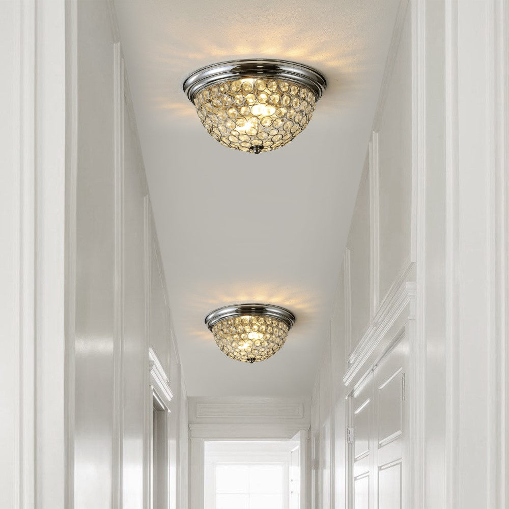 Pedro 12" Traditional Transitional Iron LED Flush Mount Set 2