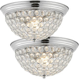 Pedro 12" Traditional Transitional Iron LED Flush Mount Set 2
