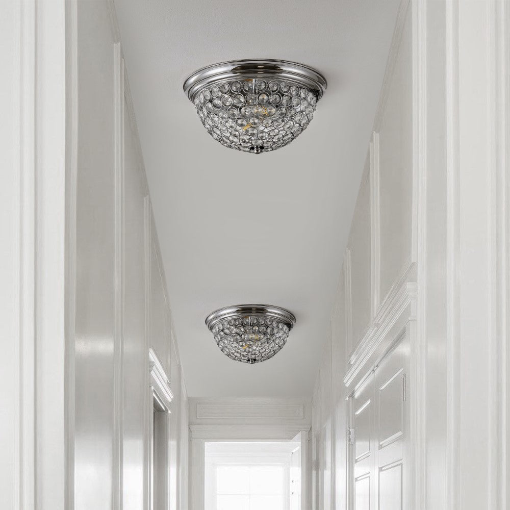 Pedro 12" Traditional Transitional Iron LED Flush Mount Set 2