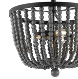 Kari Wood Bead 16" Bohemian Farmhouse Iron LED Semi Flush Mount