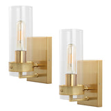 Glass Wall 4.5" Coastal Minimalist Iron/Glass LED Sconce Set 2