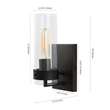 Glass Wall 4.5" Coastal Minimalist Iron/Glass LED Sconce Set 2