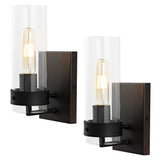 Glass Wall 4.5" Coastal Minimalist Iron/Glass LED Sconce Set 2