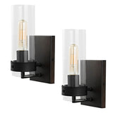 Glass Wall 4.5" Coastal Minimalist Iron/Glass LED Sconce Set 2