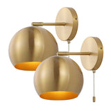 Modern Midcentury 7" Modern Midcentury Iron LED Sconce with Pull-Chain Switch Set 2