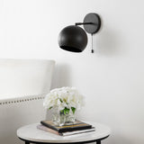 Modern Midcentury 7" Modern Midcentury Iron LED Sconce with Pull-Chain Switch Set 2