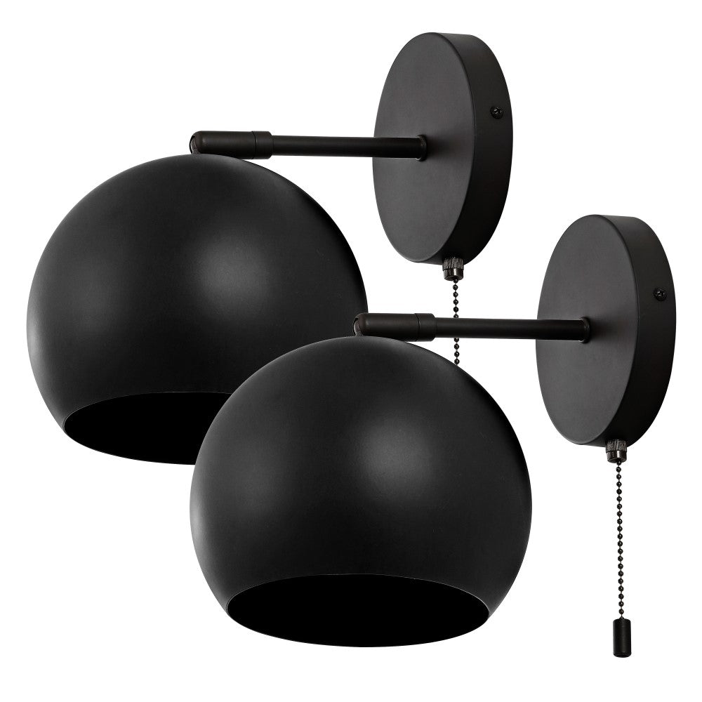 Modern Midcentury 7" Modern Midcentury Iron LED Sconce with Pull-Chain Switch Set 2