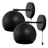 Modern Midcentury 7" Modern Midcentury Iron LED Sconce with Pull-Chain Switch Set 2