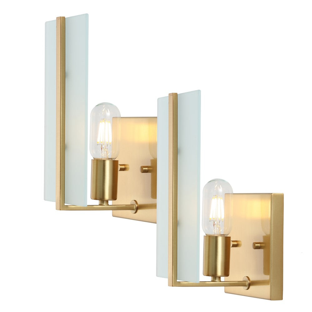 Chieti 5.5" Modern Coastal Iron/Glass LED Sconce Set 2