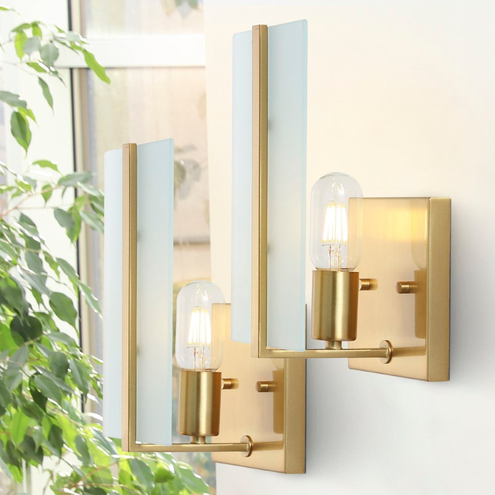 Chieti 5.5" Modern Coastal Iron/Glass LED Sconce Set 2