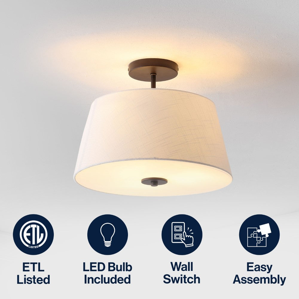 Thompson 52" Bohemian Industrial Iron/Plastic Mobile-App/Remote-Controlled 6-Speed Palm Blade Ceiling Fan