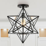 Cuthbert 14.5" Farmhouse Bohemian Iron/Glass LED Semi Flush Mount
