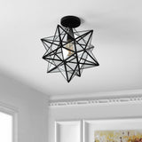 Cuthbert 14.5" Farmhouse Bohemian Iron/Glass LED Semi Flush Mount