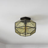 CASAINC 12.5" Vintage Farmhouse Iron/Glass LED Flush Mount